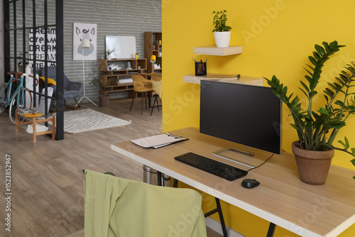 Modern workplace with compu...
