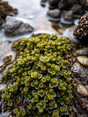 Bladder wrack (Fucus vesiculosus) at low tide, West fjords, North urland vestra, Iceland, Europe