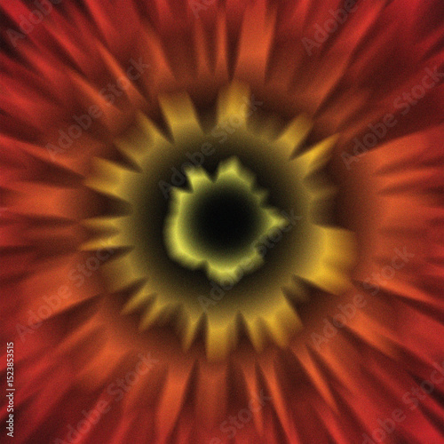 Bright abstract fractal flower pattern with yellow and orange sun rays, illustrating a hot summer explosion of light. tie dye pattern concept.