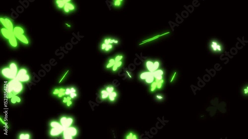 St. Patrick's Day Green Falling Shiny Neon Animated 4K Background Lights Loop Seamless