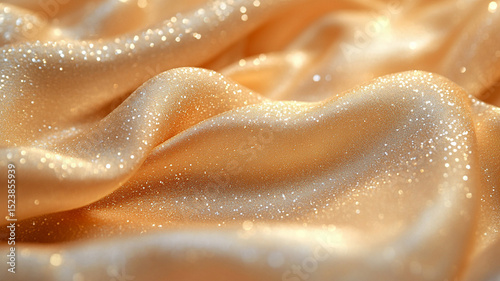 Glowing Abstract Waves of Golden Light and Sparkling Particles