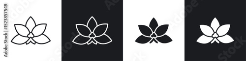 Moth orchid icons graphic vectors