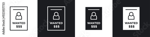 Wanted icons graphic vectors