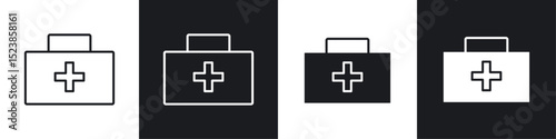 First aid box icons graphic vectors