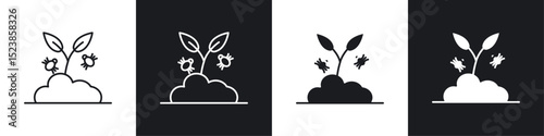 Pest plant icons graphic vectors