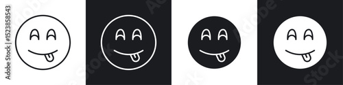 Yummy smile emoji icons graphic vectors