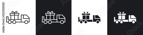 Truck carrying gift box icons graphic vectors