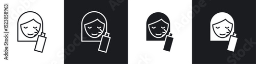 Spray on face icons graphic vectors