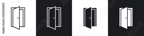 Open door icons graphic vectors