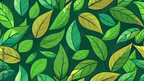 Wallpaper Mural Leaf pattern background in flat illustration style and green tones Torontodigital.ca