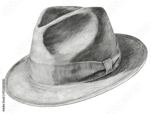 Detailed pencil sketch of a fedora hat