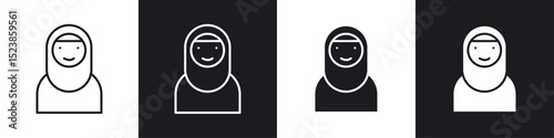 Muslim women icons graphic vectors