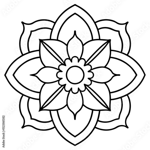 Flower Art SVG – Bold Line Floral Shape for Coloring Pages, Wall Decor, and Crafts