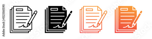 Contract Multiple Style Icon Set Vector 