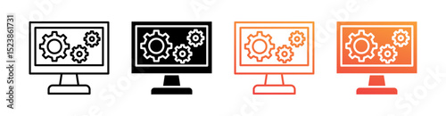 Automation Multiple Style Icon Set Vector 