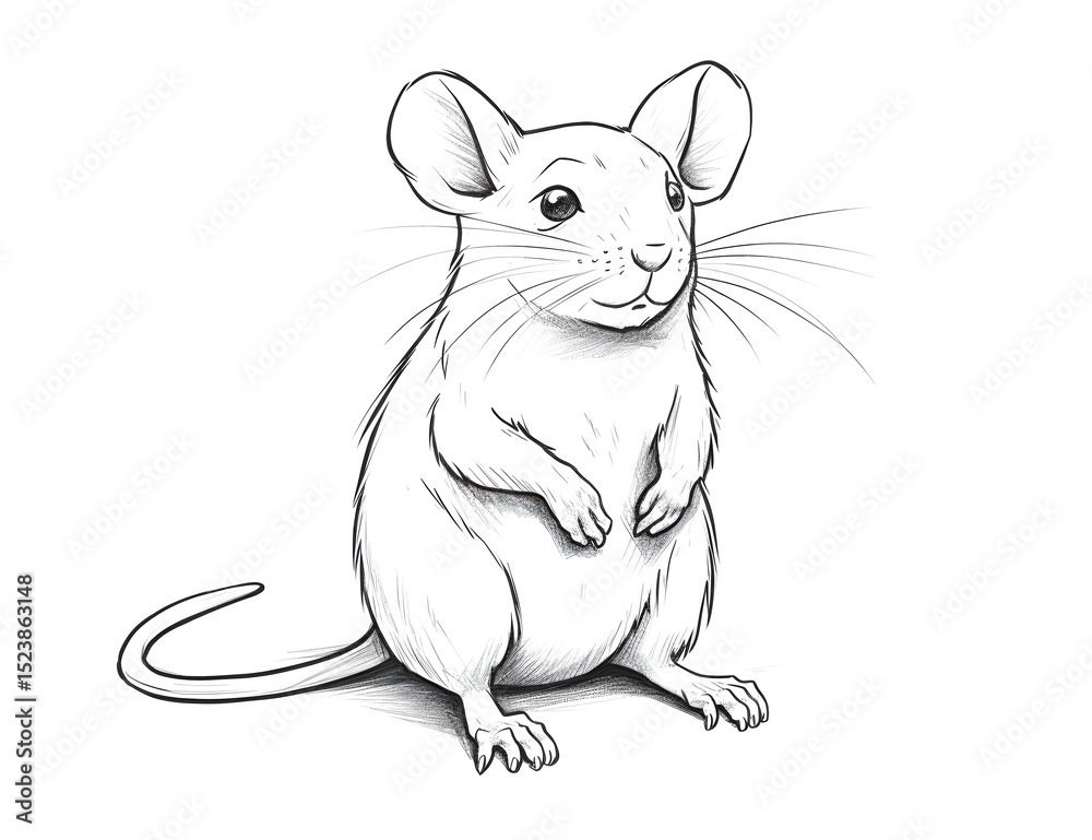 Fototapeta premium A cute mouse coloring page for kids.