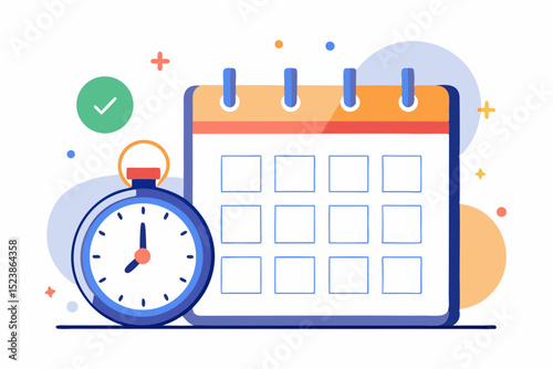 calendar with deadlines and stopwatch icon