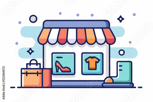 digital storefront icon with shelves