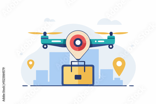 drone flying with package box
