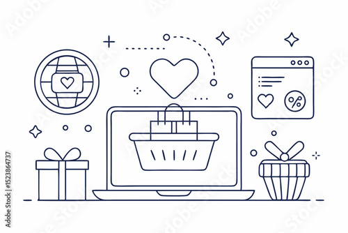 wishlist heart on laptop icon