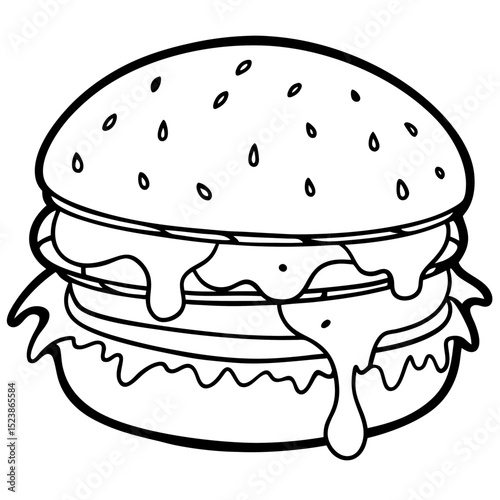 Dripping Cheese Burger Vector Art