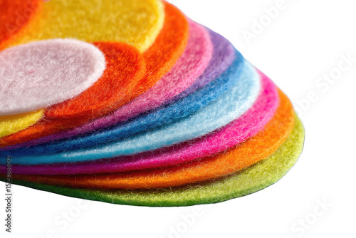 Colorful felt circles stacked in rainbow order
