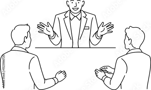 Businessman presenting to two attentive colleagues