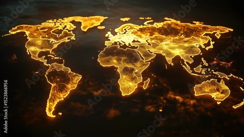 Glowing animated world map.