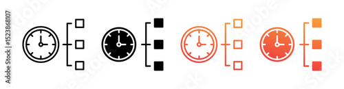 Time Organization Multiple Style Icon Set Vector 