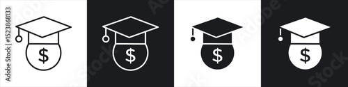 Scholarship icons vector graphics for web designs