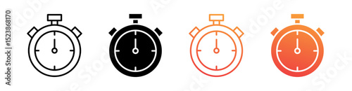 Stopwatch Multiple Style Icon Set Vector 