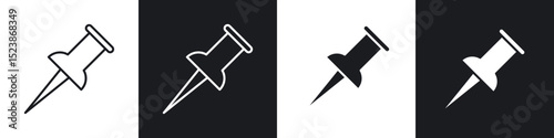 Push pin icons vector graphics for web designs