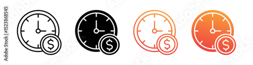 Time Is Money Multiple Style Icon Set Vector 