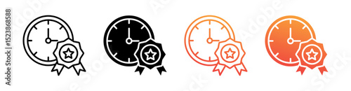Quality Time Multiple Style Icon Set Vector 