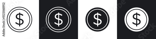 Money icons vector graphics for web designs