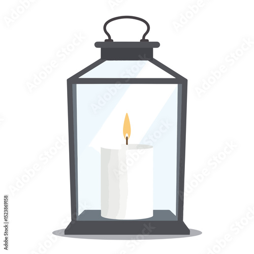 Minimalist candle lantern with lit candle, serenity and warmth