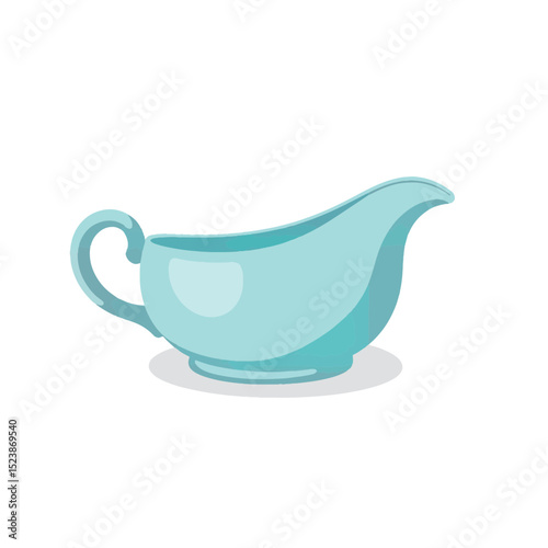 Elegant ceramic gravy boat in soft pastel blue, minimal design