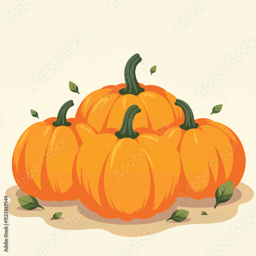 Vibrant pumpkins stacked on textured surface, autumn harvest concept
