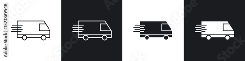 Fast shipping delivery truck icons vector graphics for web designs