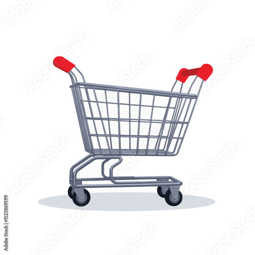 Modern shopping cart illustration on white background, design simplicity