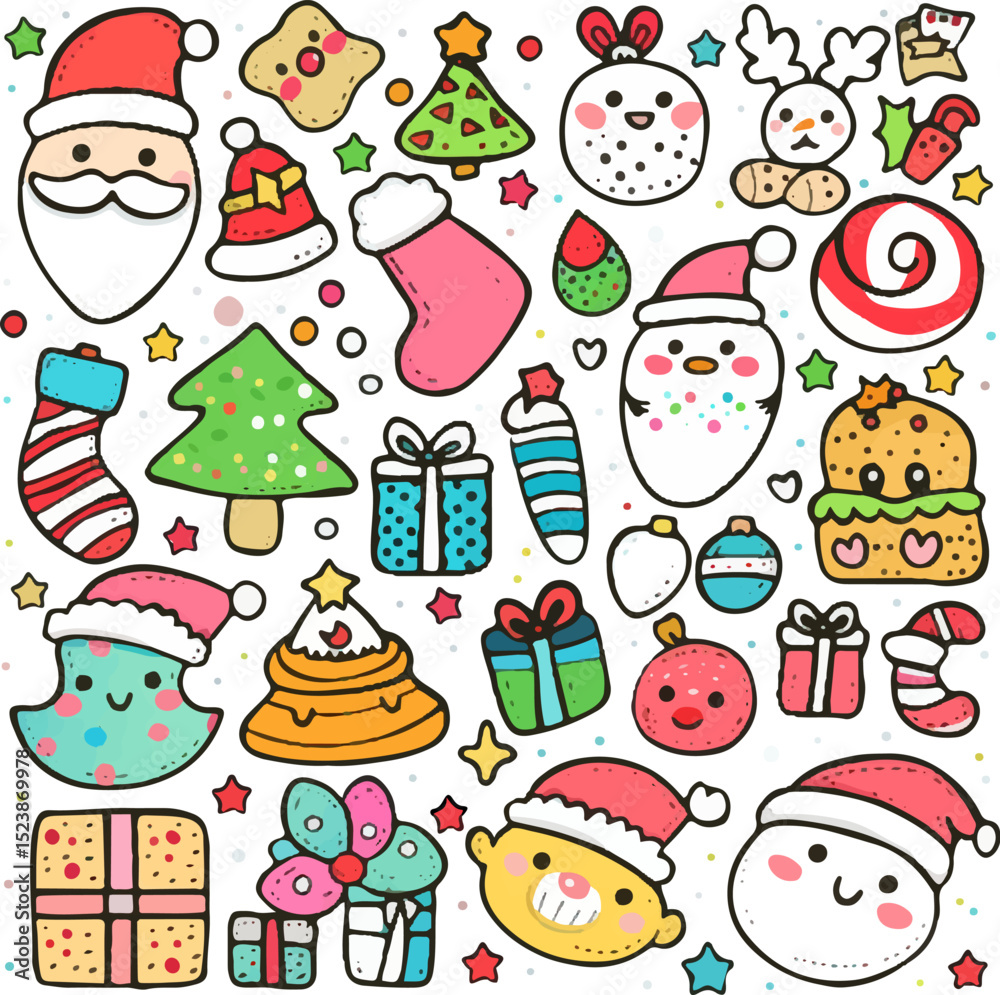 Cute Christmas Doodles Set with Festive Elements. Cute Christmas Doodle Clipart Set for Holiday Design. Cute Christmas Doodles Set with Festive Elements. Cute Christmas Doodle Clipart Set for Holiday Design.