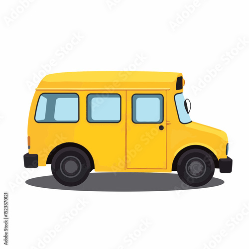 Classic yellow school bus illustration on white background, simplicity