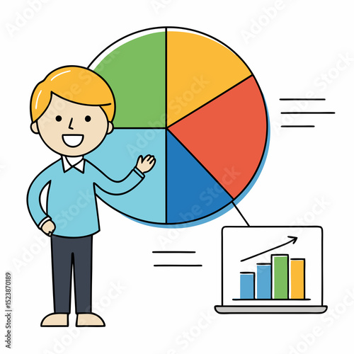 businessman with pie chart
