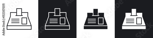 Cash register icons vector graphics for web designs