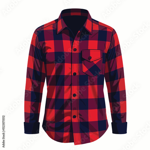 Classic flannel shirt on white background, clean illustration