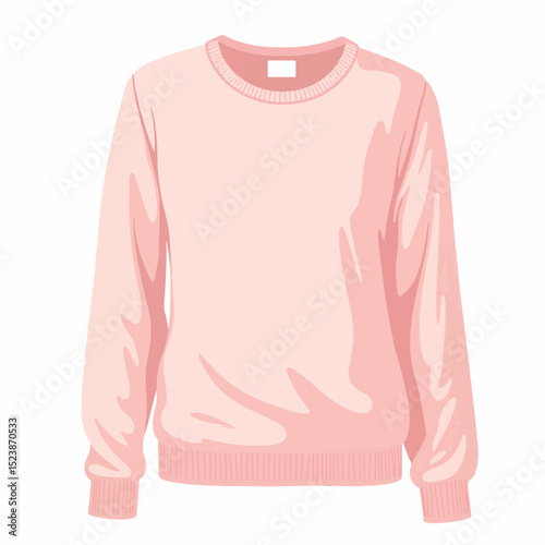 Elegant pastel pink cashmere sweater on white background, minimalist style