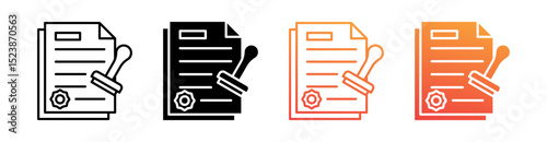 Permit Multiple Style Icon Set Vector 