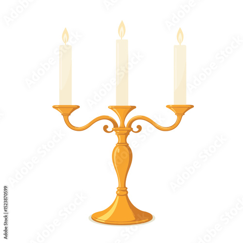 Elegant brass candle holder with taper candles, minimalistic decor