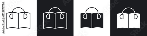 Audiobook icons vector graphics for web designs