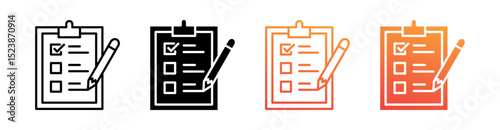 Questionnaire Multiple Style Icon Set Vector 